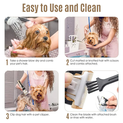 Professional Cordless Dog Grooming Kit with Quiet Electric Clippers for Pets