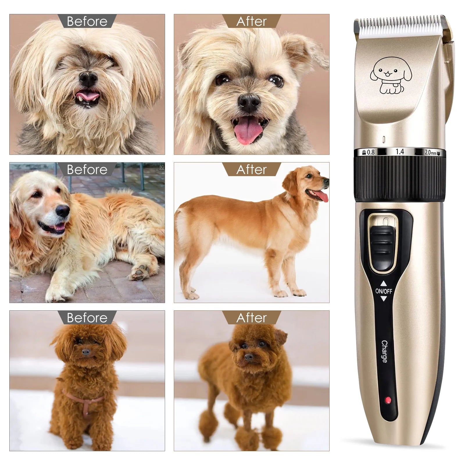 Professional Cordless Dog Grooming Kit with Quiet Electric Clippers for Pets