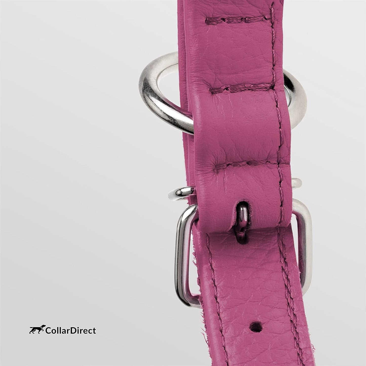 Handmade Soft Padded Rolled Leather Dog Collar for Small to Large Dogs and Cats, Available in Black, Pink, Red, Purple, and Blue (Total Length 9", Pink)