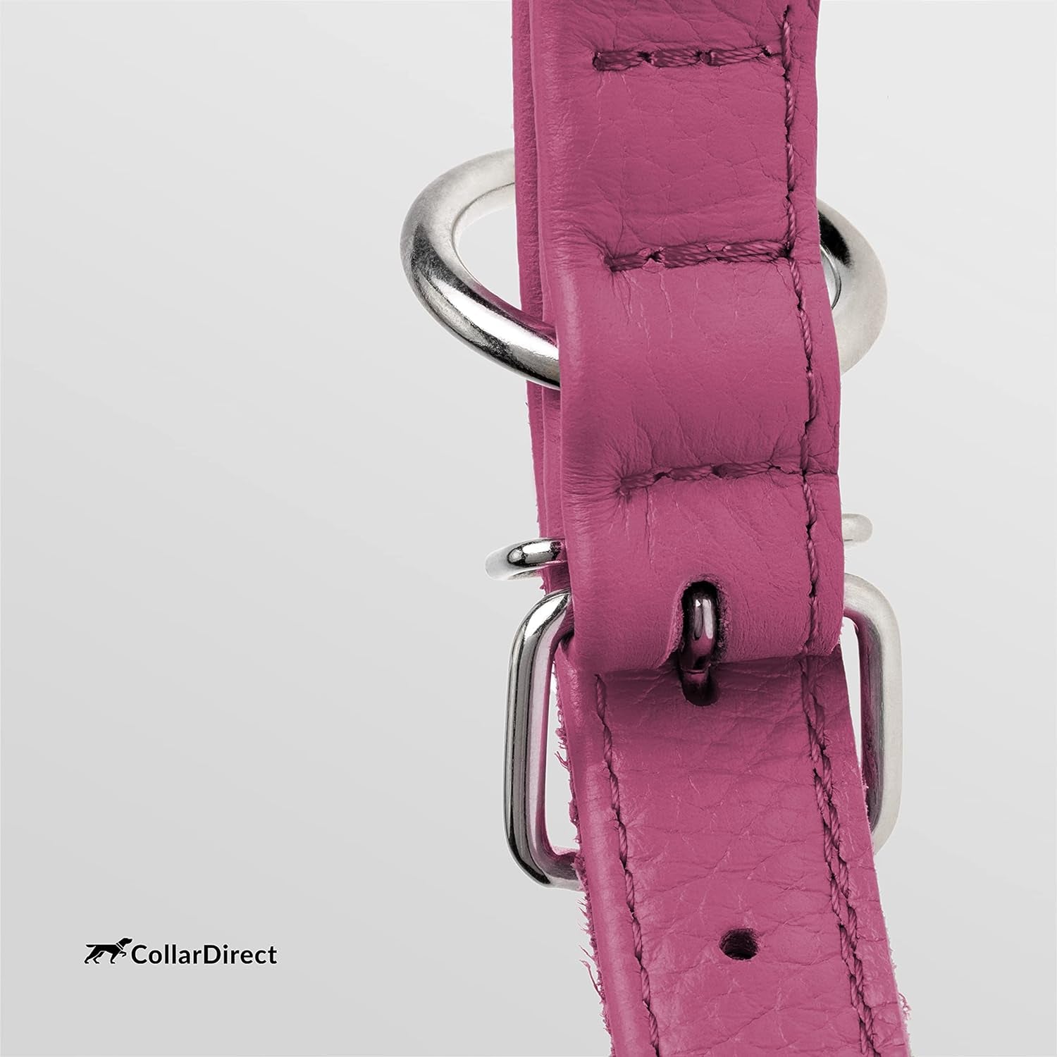 Handmade Soft Padded Rolled Leather Dog Collar for Small to Large Dogs and Cats, Available in Black, Pink, Red, Purple, and Blue (Total Length 9", Pink)