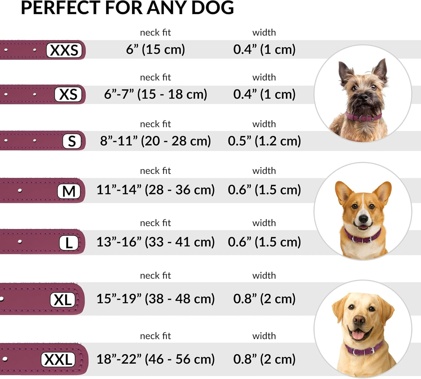 Handmade Soft Padded Rolled Leather Dog Collar for Small to Large Dogs and Cats, Available in Black, Pink, Red, Purple, and Blue (Total Length 9", Pink)