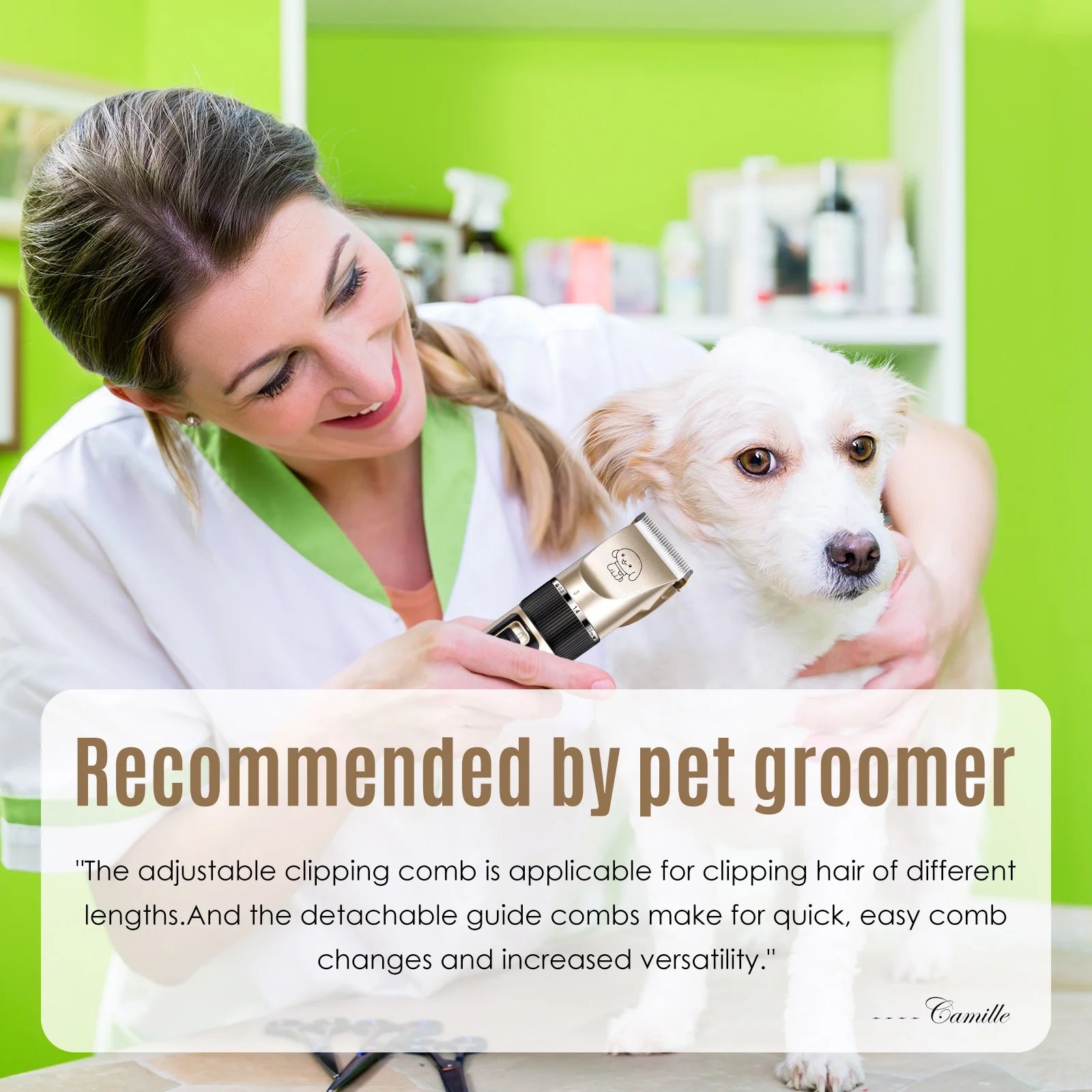 Professional Cordless Dog Grooming Kit with Quiet Electric Clippers for Pets