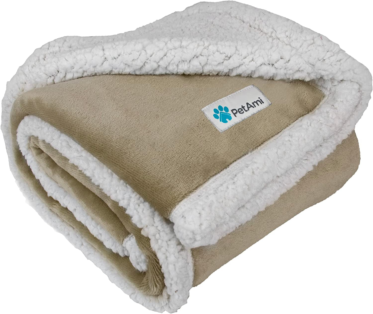 Extra Large Reversible Fleece Dog Blanket - Washable Sherpa Throw for Furniture, Sofa, Car, and Crate - Twin Size 60x80 in Taupe