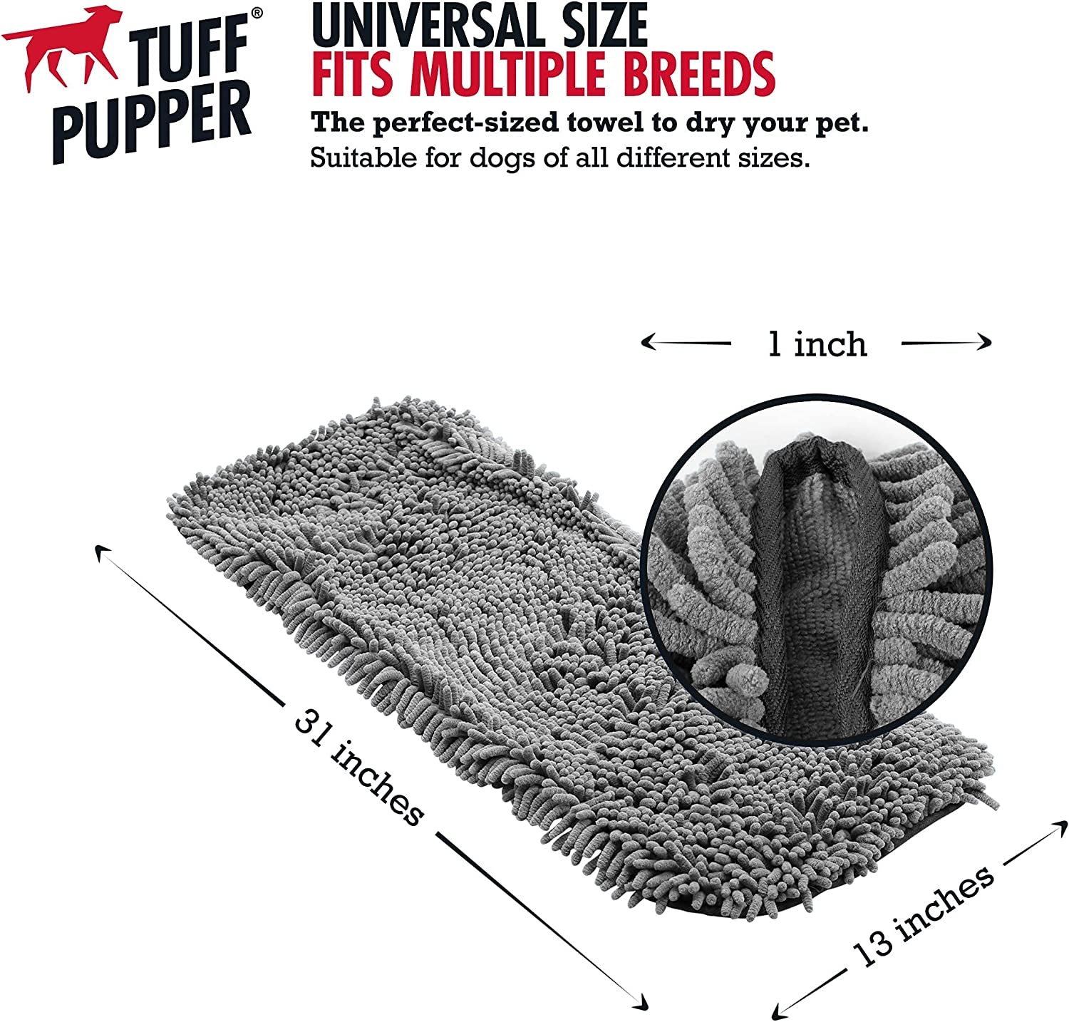 Ultra Absorbent Microfiber Dog Bath Towel - Extra Large 35x15 with Comfortable Hand Pockets for Indoor and Outdoor Use - Durable and Machine Washable