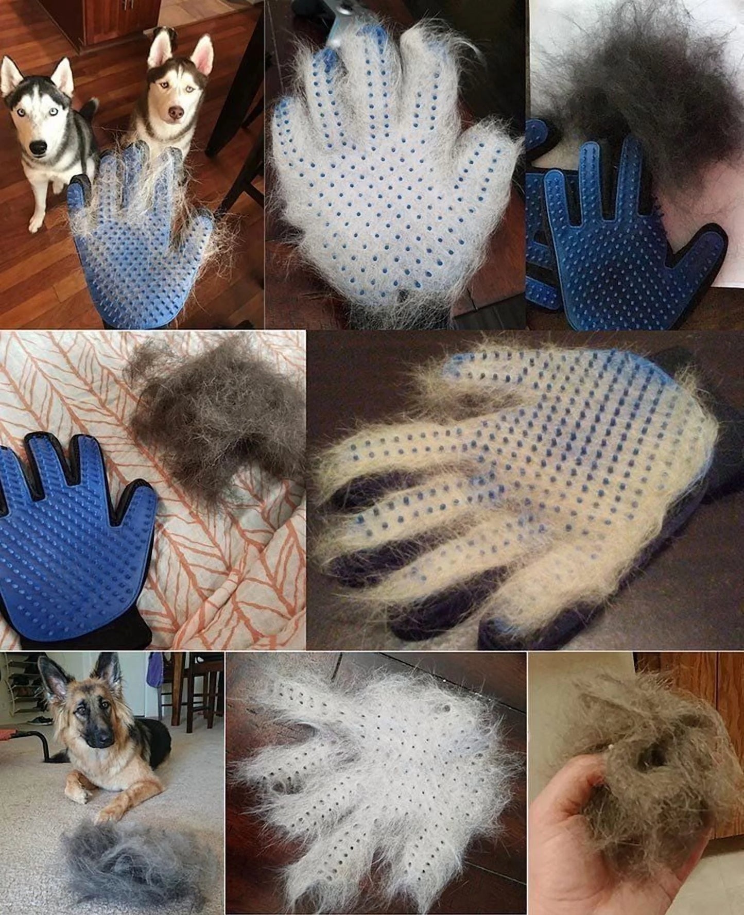 Professional Pet Grooming Gloves for Dogs and Cats - Hair Removal and Deshedding Mitts (1 Pair, Blue)