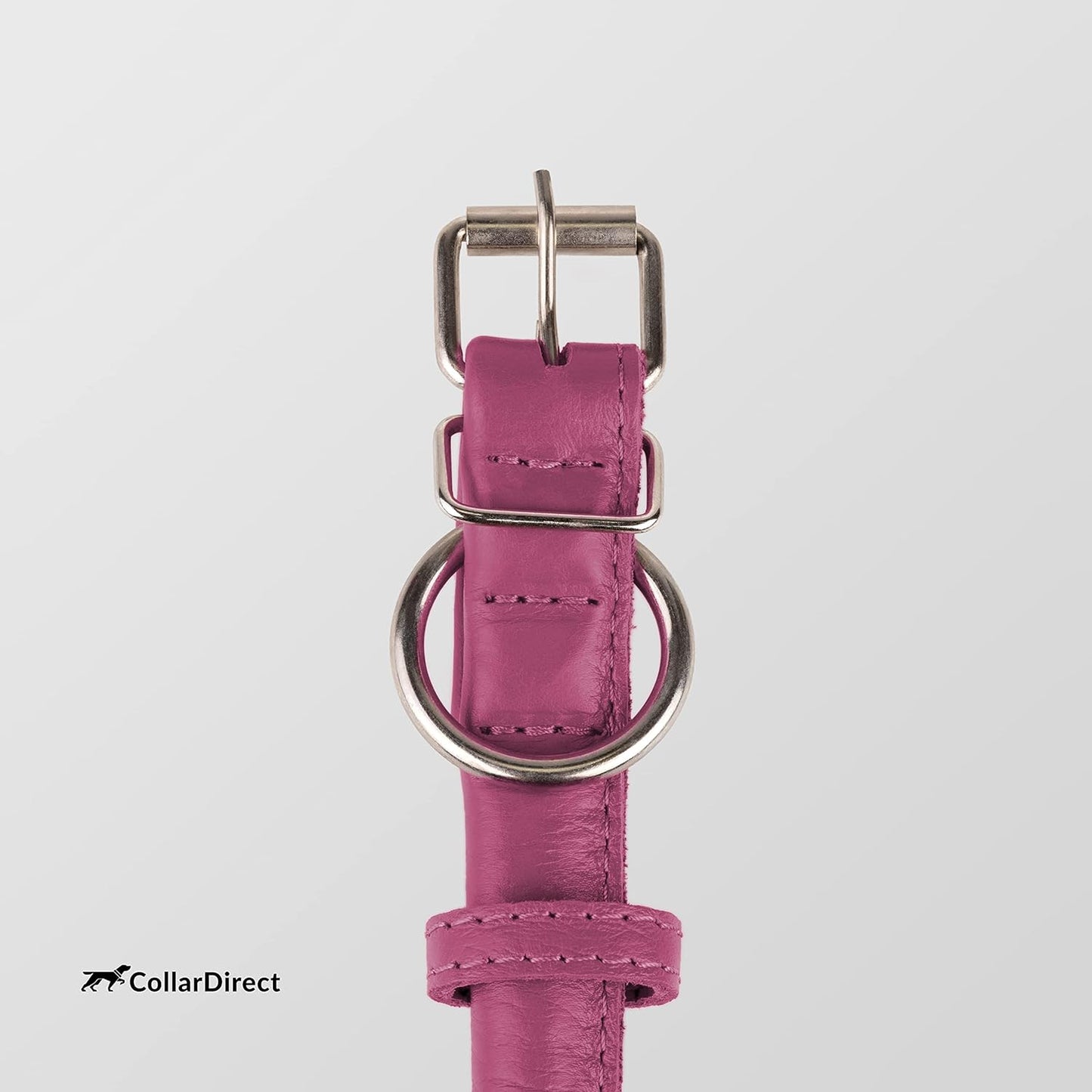 Handmade Soft Padded Rolled Leather Dog Collar for Small to Large Dogs and Cats, Available in Black, Pink, Red, Purple, and Blue (Total Length 9", Pink)