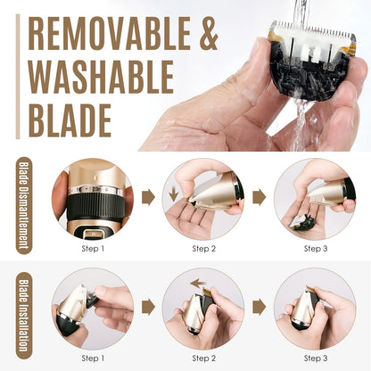 Professional Cordless Dog Grooming Kit with Quiet Electric Clippers for Pets